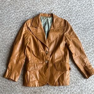 Vintage Camel-Colored Leather Jacket, size S